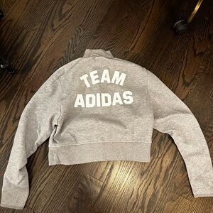 Grey Adidas crop hoodie